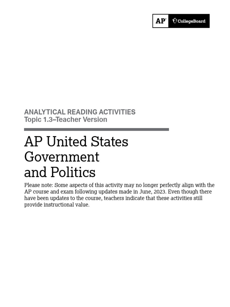 Analytical Reading Activity Topic 1 3 TEACHER v3 | PDF | James Madison