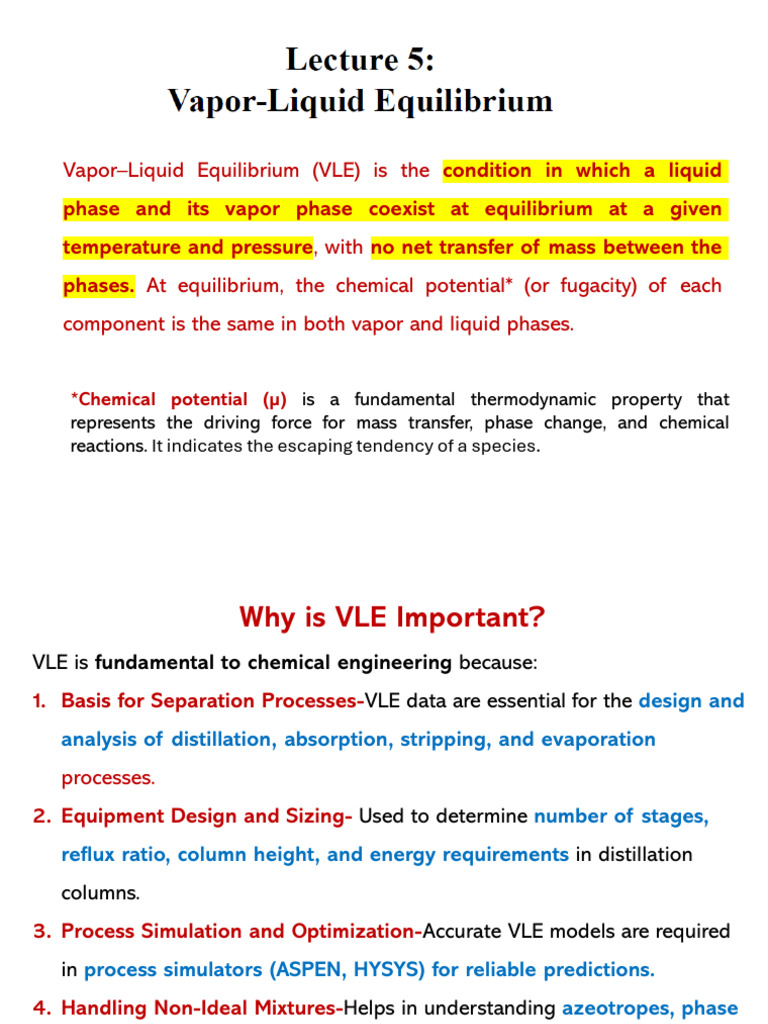 Lectuer - 5 Vapor Liquid Equilibrium | PDF | Phase (Matter ...