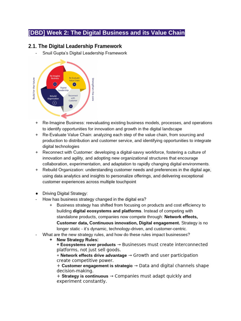 (DBD) Week 2 - The Digital Business and Its Value Chain | PDF ...