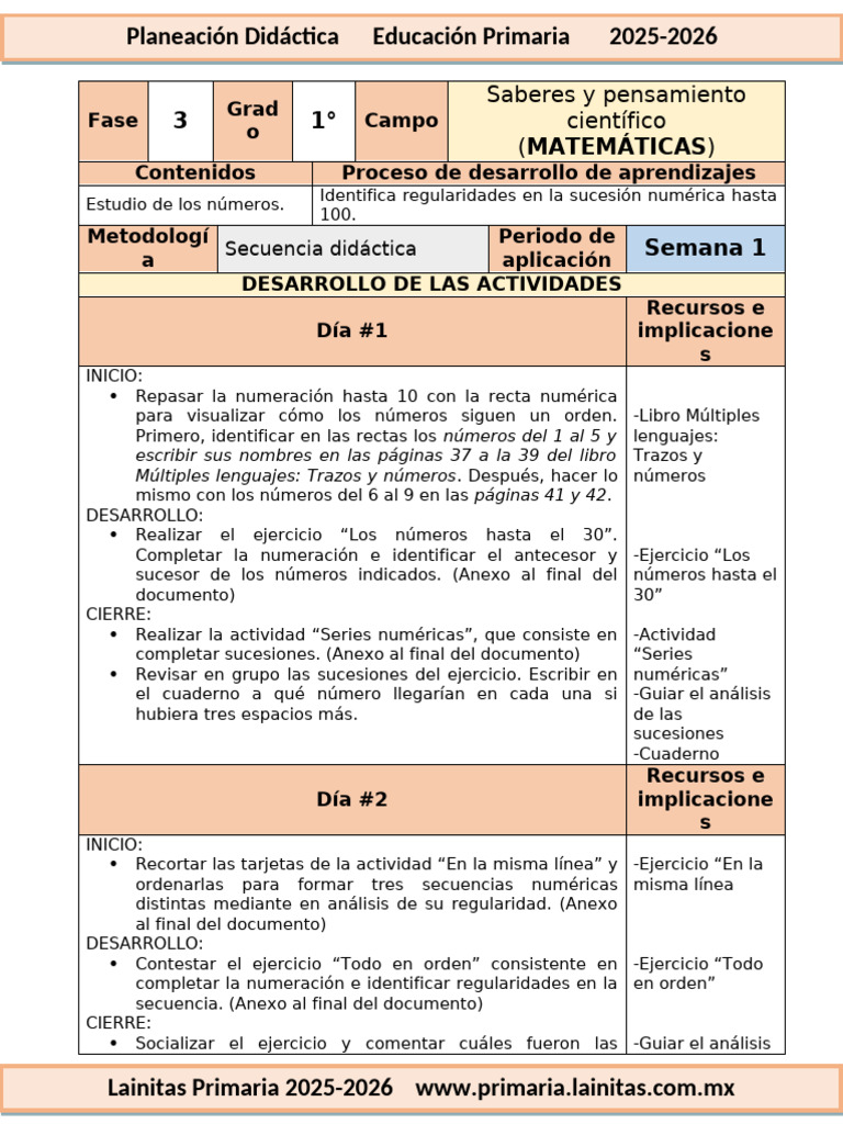 1er Grado Octubre - 10 Matemáticas Planeación (2025-2026) | PDF ...