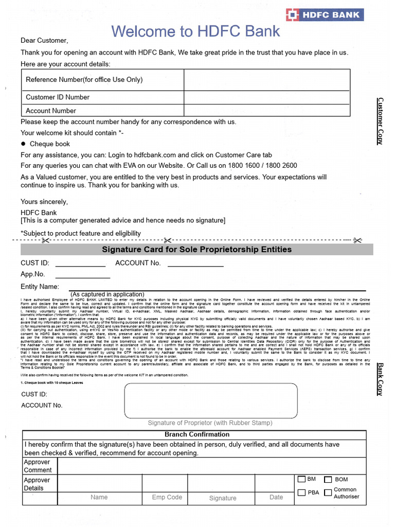 Sole Proprietorship Blank Signature Card | PDF | Banks | Authentication