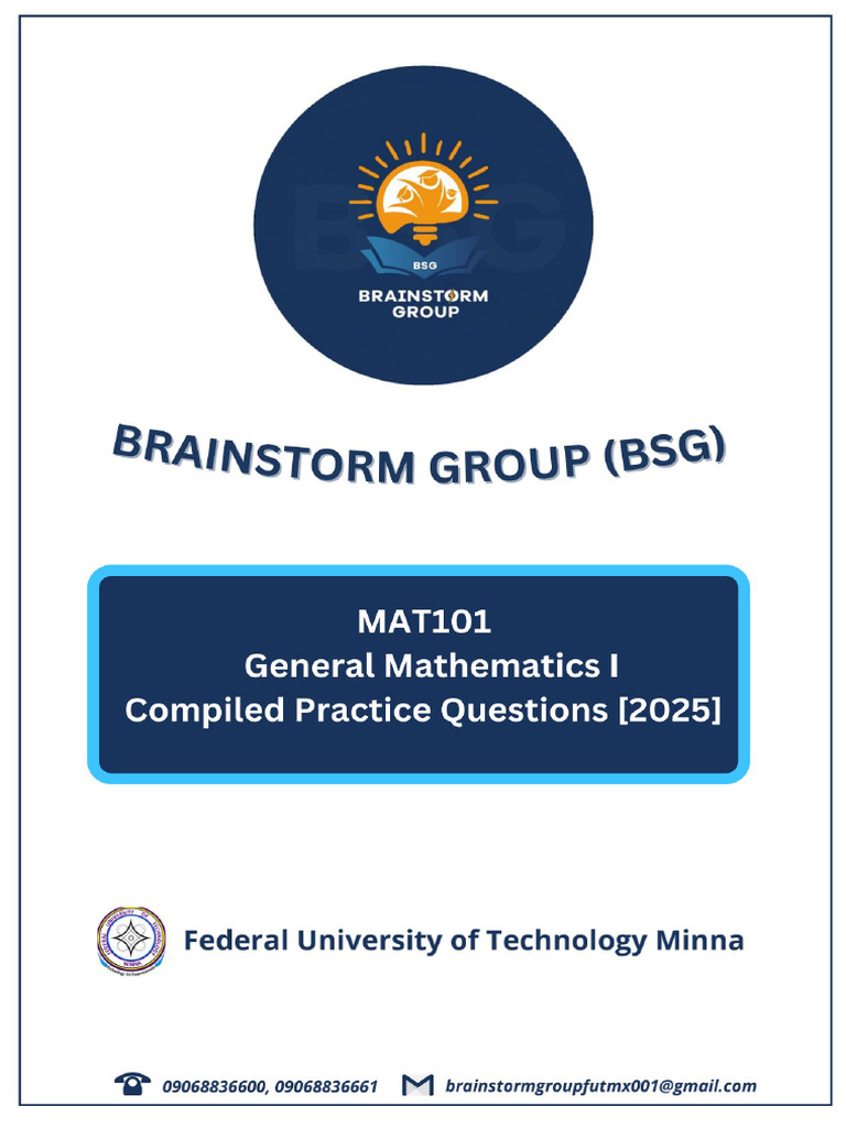 BSG MAT101 Compiled Practice Questions - UPDATED (2025) - 1 | PDF