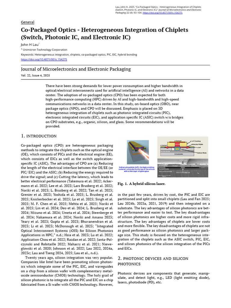 Co Packaged Optics Heterogeneous Integration of Chiplets Switch ...