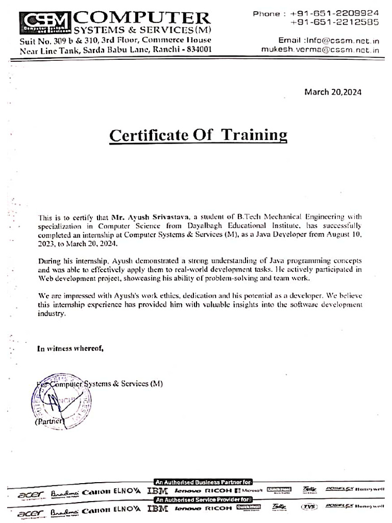 Development Training Certificate | PDF