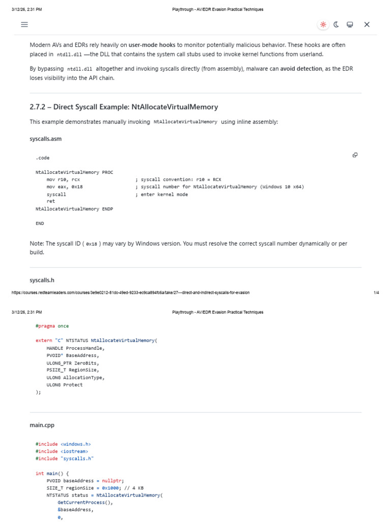 Playthrough - AV - EDR Evasion Practical Techniques7 | PDF | Software ...