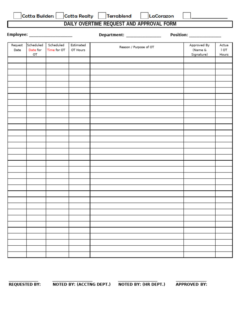 OT Form v2025 Semi Monthly | PDF