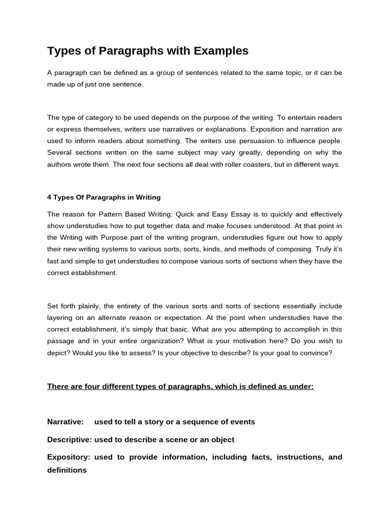 Types of Paragraphs With Examples | PDF | Human Communication | Cognition