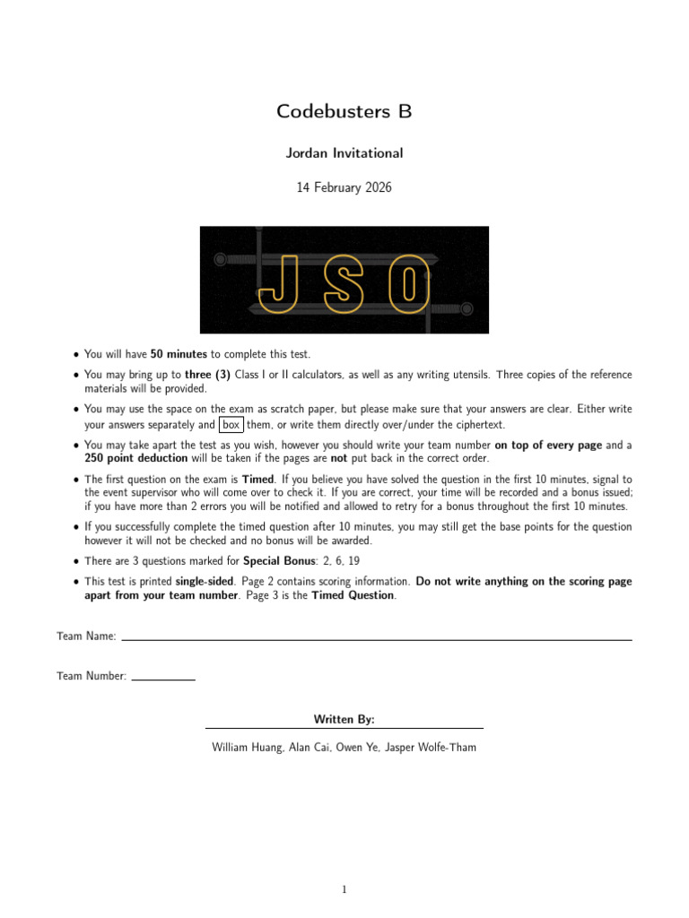 Test Code B Jso2026 | PDF | Cipher | Applied Mathematics