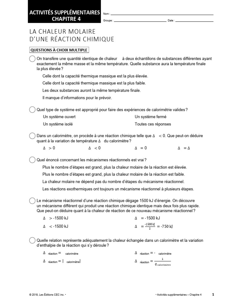 Elements Guide Activites-Suppl C4 | PDF | Chaleur | Capacité thermique