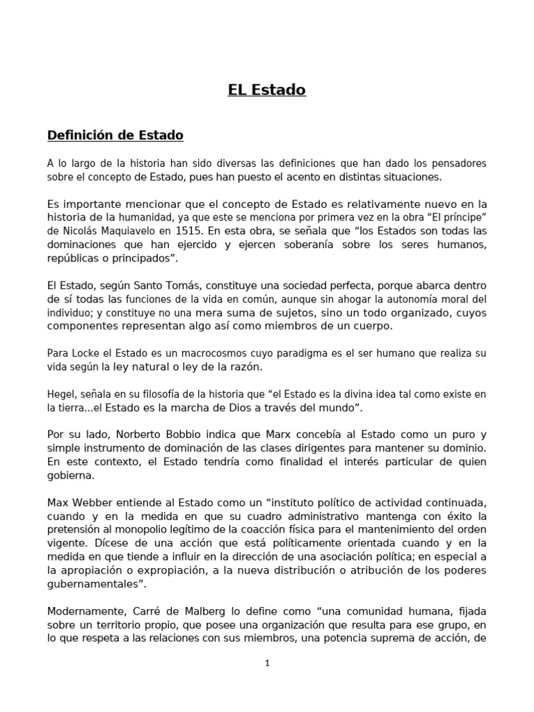 El Estado | PDF | Estado (política) | Separación de poderes