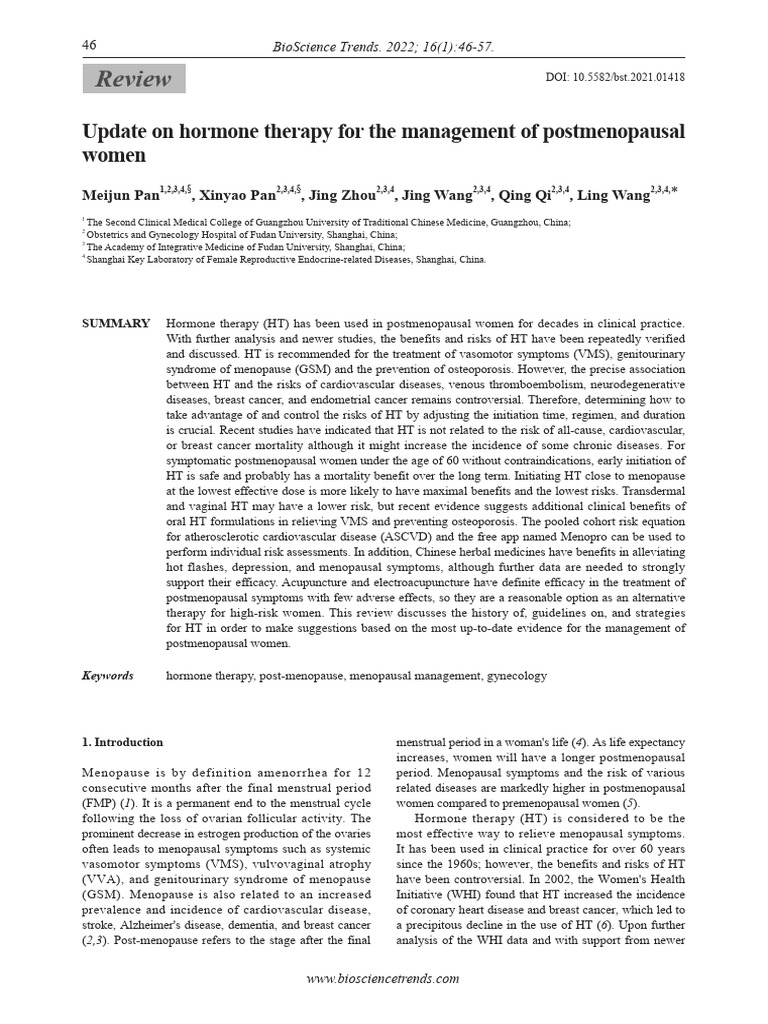 Update On Hormone Therapy For The Management of Postmenopausal | PDF ...