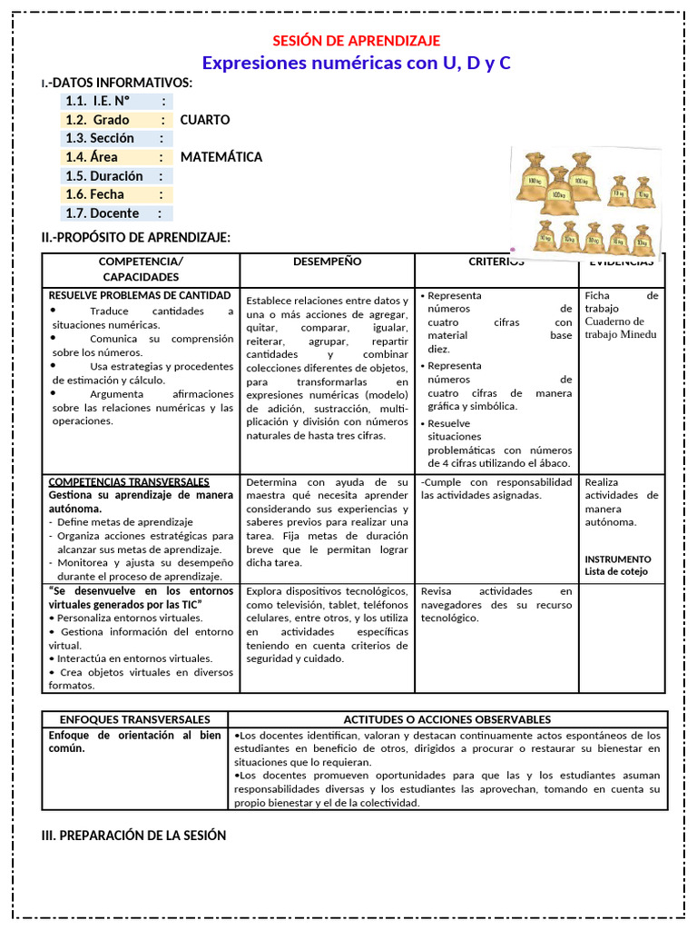 D5 A1 SES. MAT. Expresiones Numéricas Con U, D y C | PDF | Aprendizaje ...