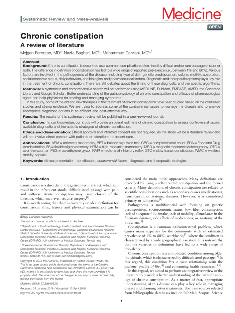 Chronic Constipation | PDF | Constipation | Irritable Bowel Syndrome