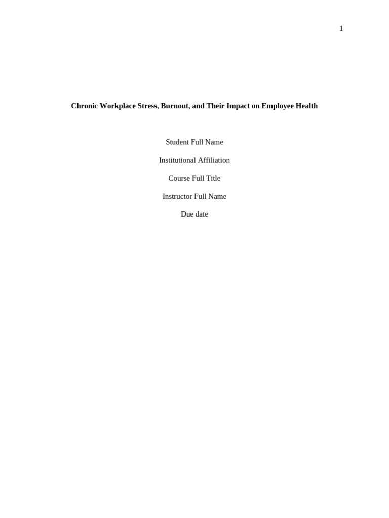 Chronic Workplace Stress | PDF | Occupational Burnout | Occupational Stress
