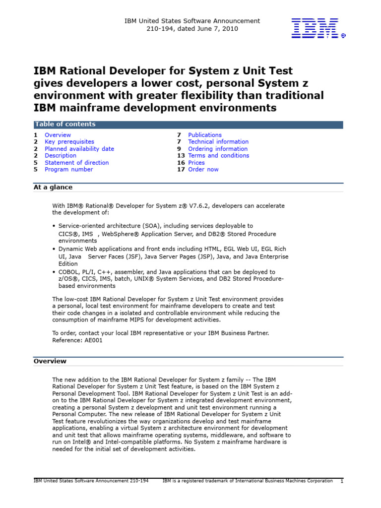 Rdz-UT Announcement Letter | PDF | Ibm Db2 | Computer Engineering
