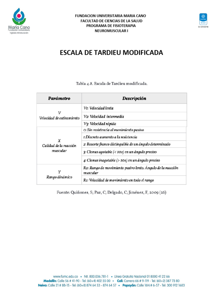 Escala de Tardieu Modificada | PDF