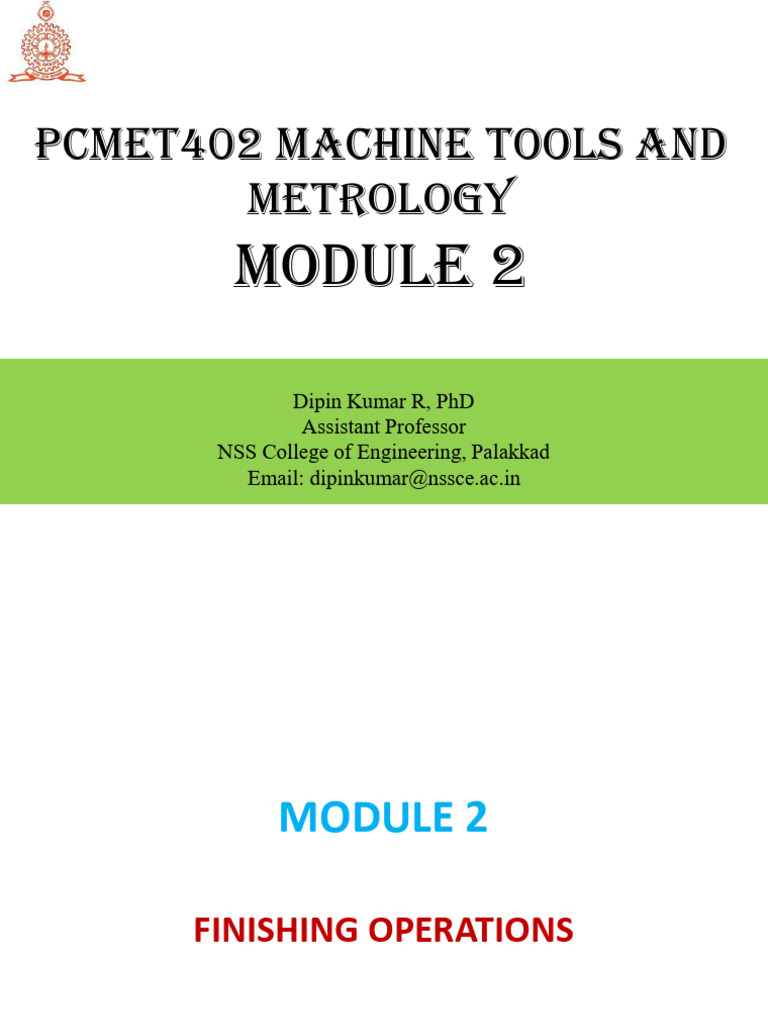 Module 2 Finishing Operations | PDF | Grinding (Abrasive Cutting ...