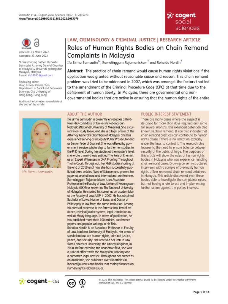 Roles of Human Rights Bodies On Chain Remand Compl | PDF | Arrest ...