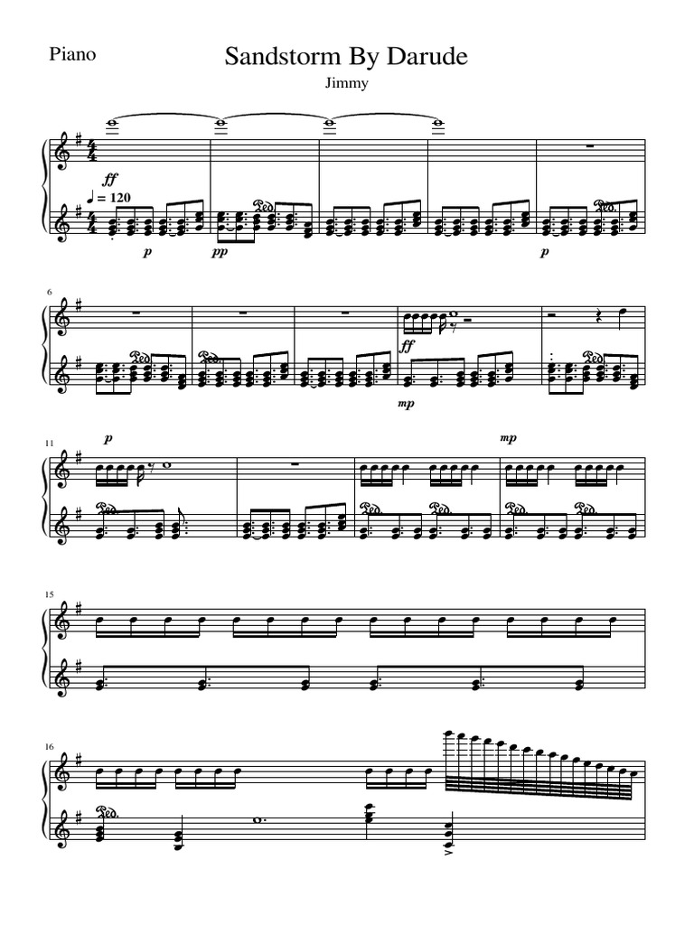 Sandstorm by Darude-Piano | PDF | Singles (Music) | Music