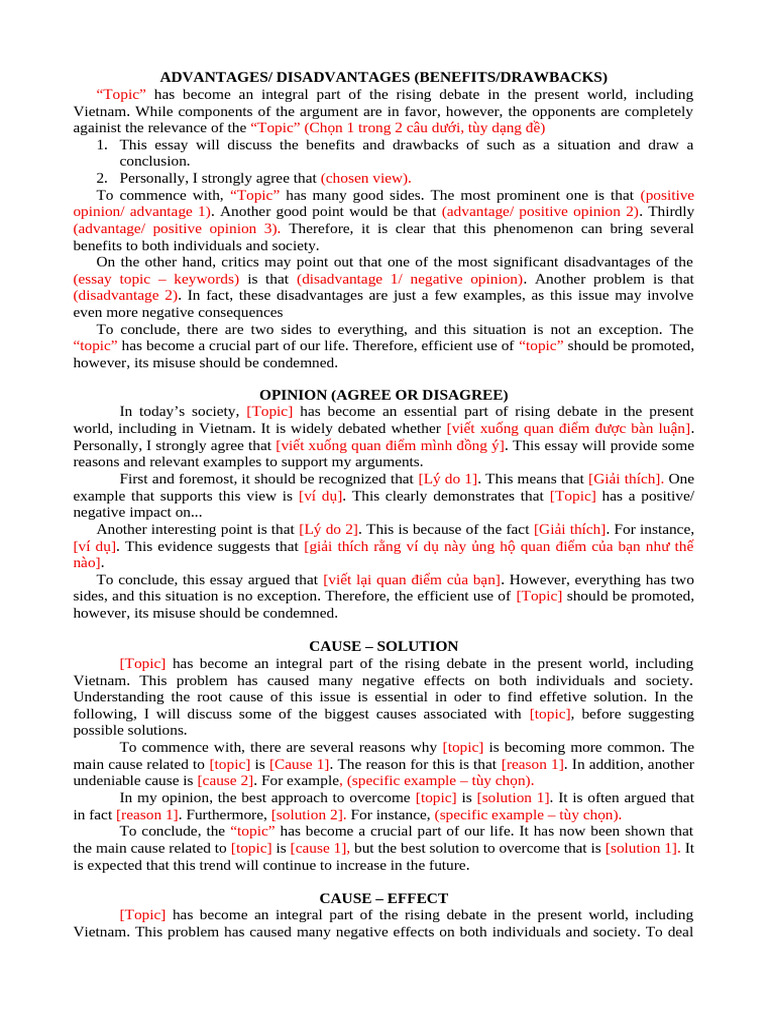 Vtsep Template Writing Task 2 | PDF | Reason | Essays