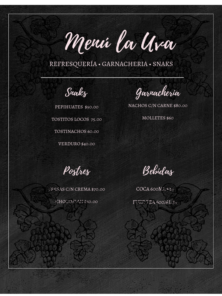 Black Modern Bar Menu 2 | PDF