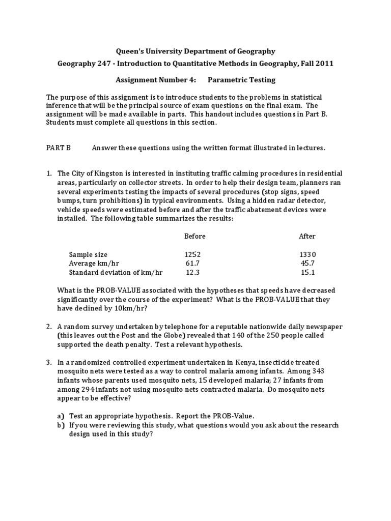 Assignment 4 Fall 2011 Part B | Experiment | Malaria