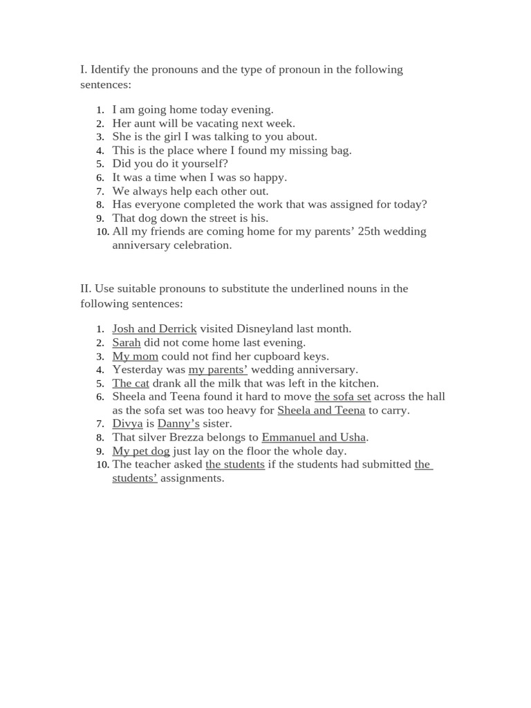 Identifying Pronoun 1 | PDF