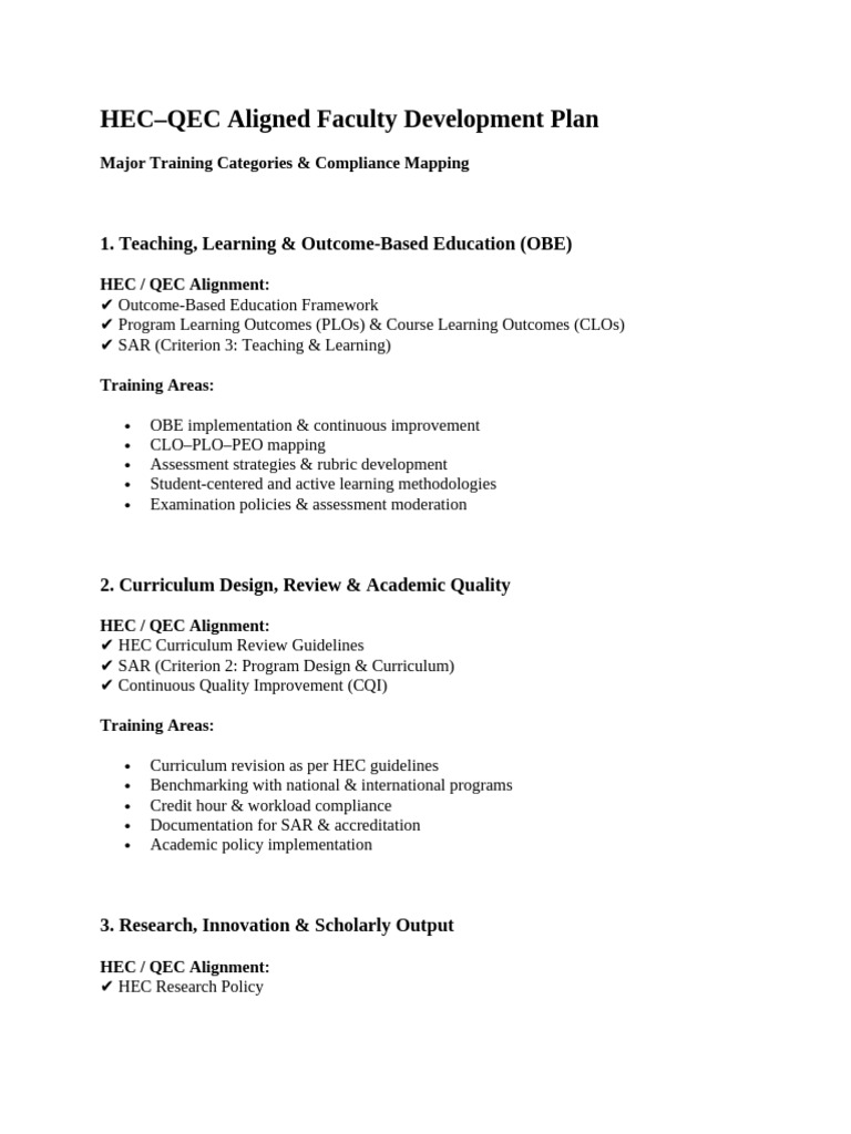 HEC QEC Alligned Plan IFD | PDF | Business