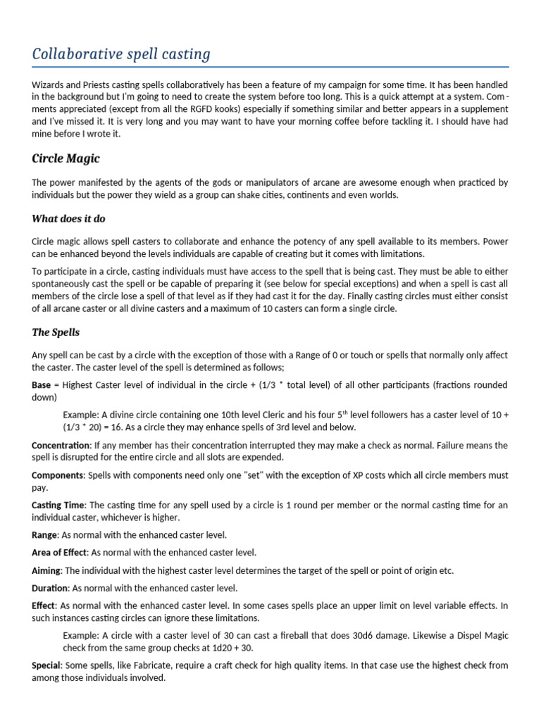 Collaborative Spell Casting | PDF
