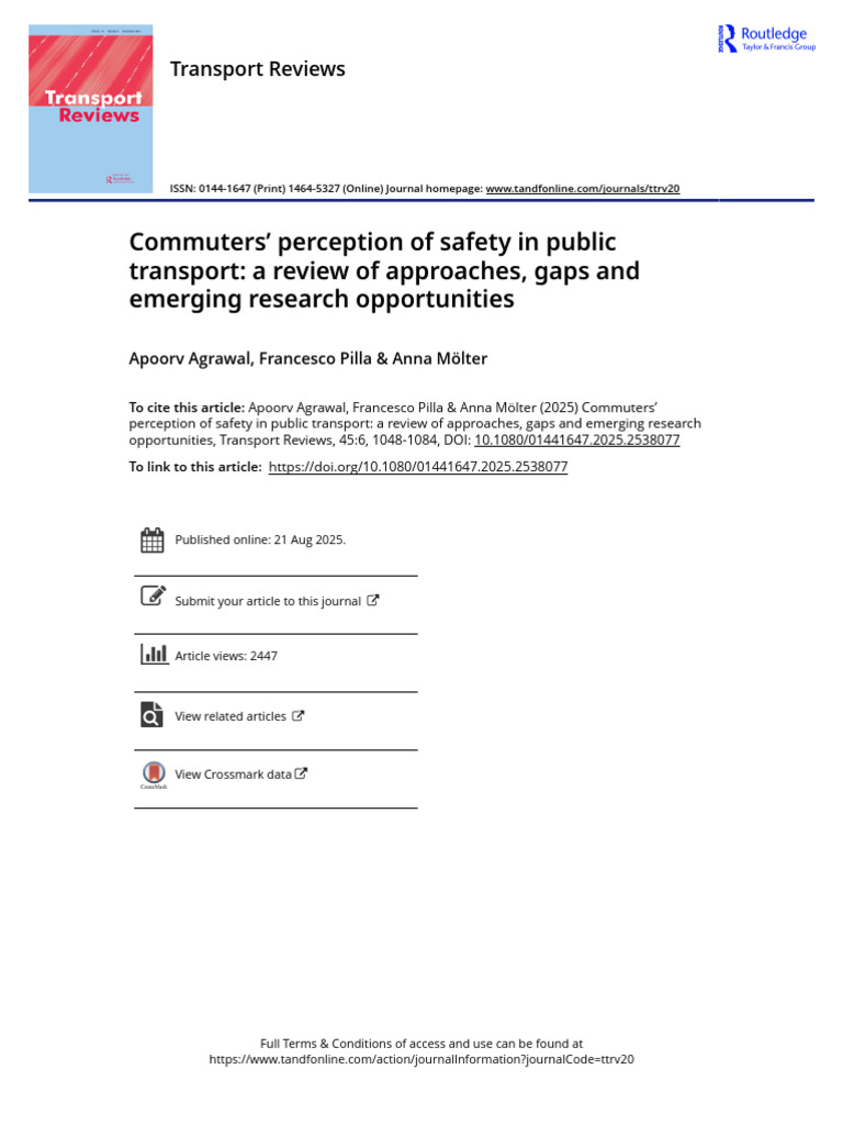 Commuters Perception of Safety in Public Transport A Review of ...
