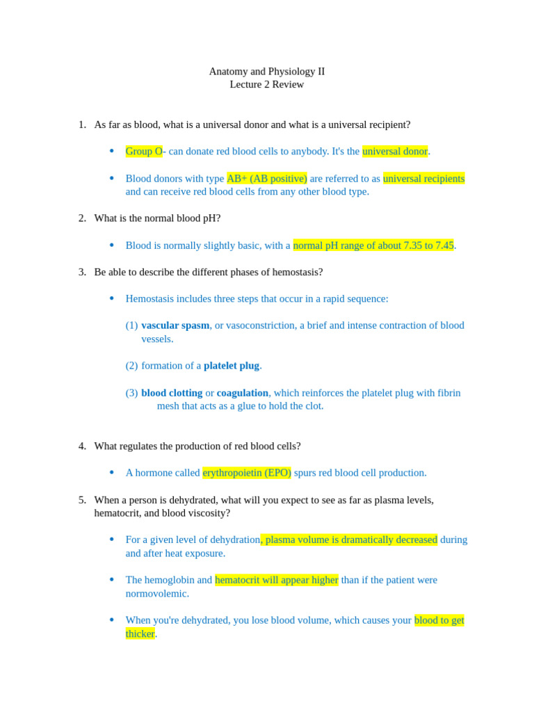 AP II Lecture Exam # 2 Review | PDF | Heart Valve | Heart