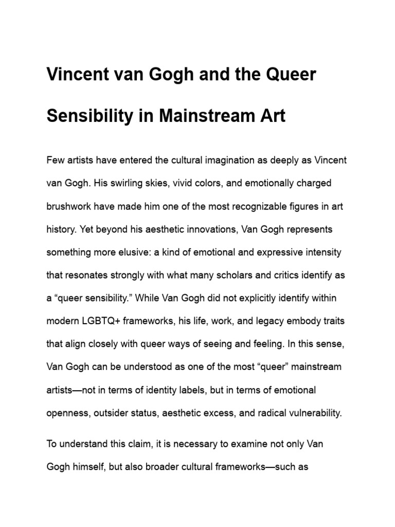Vincent Van Gogh and The Queer Sensibility in Mainstream Art | PDF ...