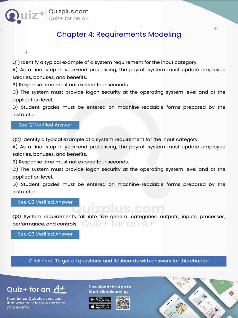 Identify A Typical Example of A System Requirement For The Input ...