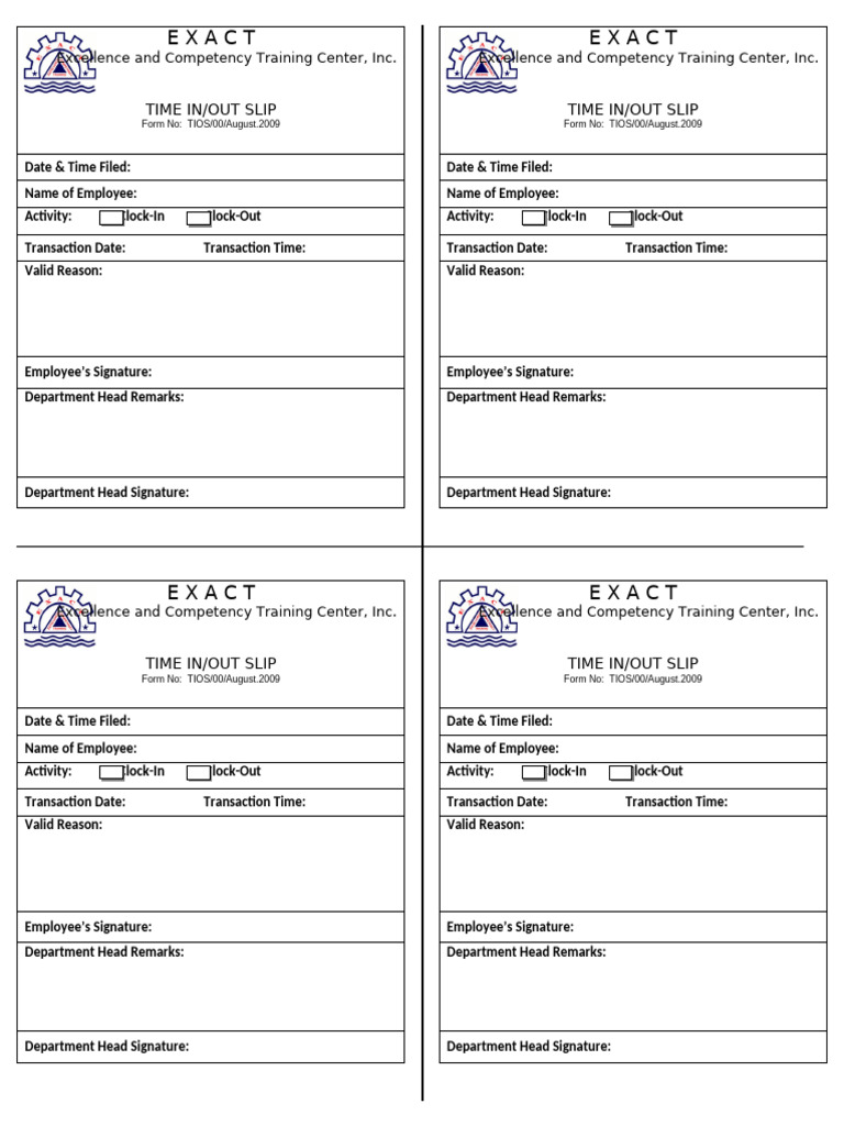 Time In-Out Slip | PDF