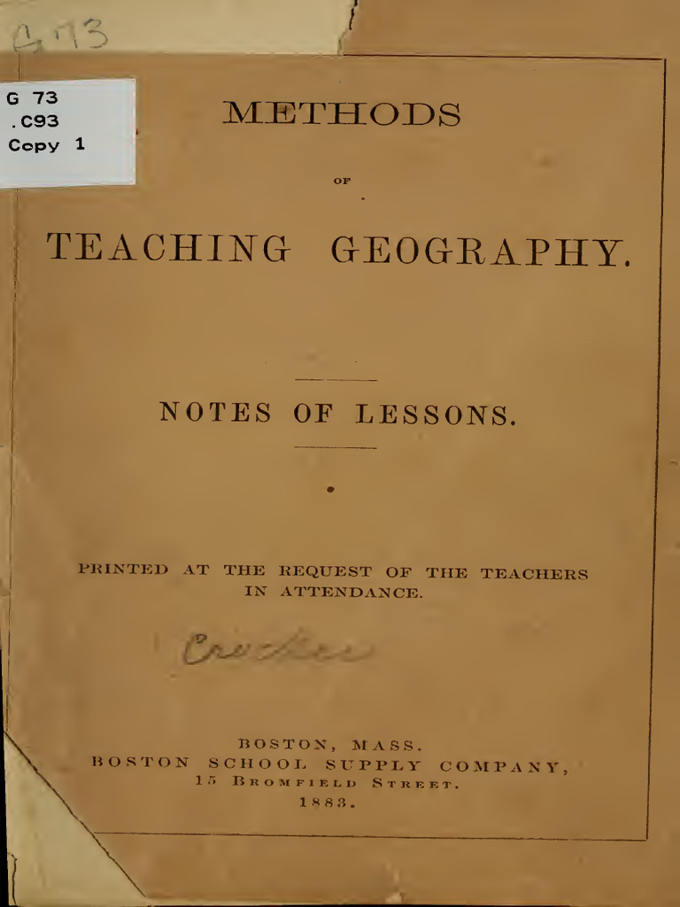 Methods of Teaching Geography (IA Methodsofteachin00croc) | PDF