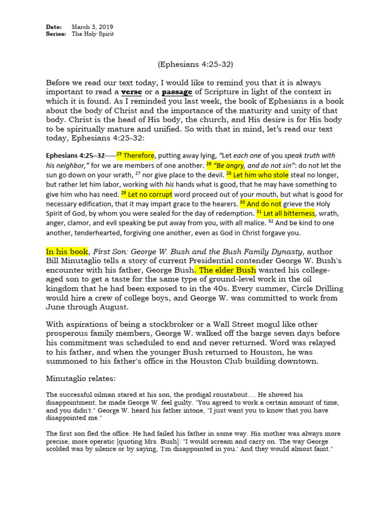 007 How Do We Grieve The Holy Spirit of God Ephesians 425 32 | PDF ...