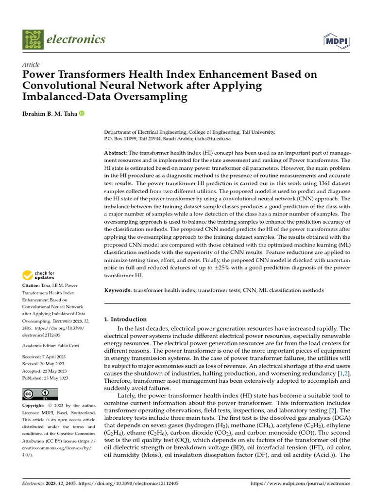 Power Transformers Health Index Enhancement Based | PDF | Machine ...