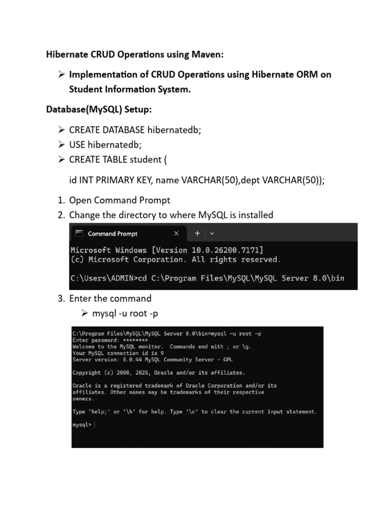 Hibernate CRUD Operations-Manual | PDF | Software | Software Engineering