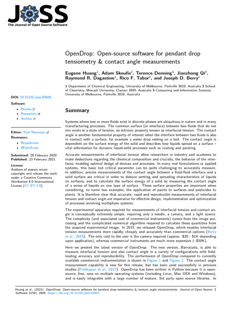 OpenDrop Open-Source Software For Pendant Drop Ten | PDF | Surface ...
