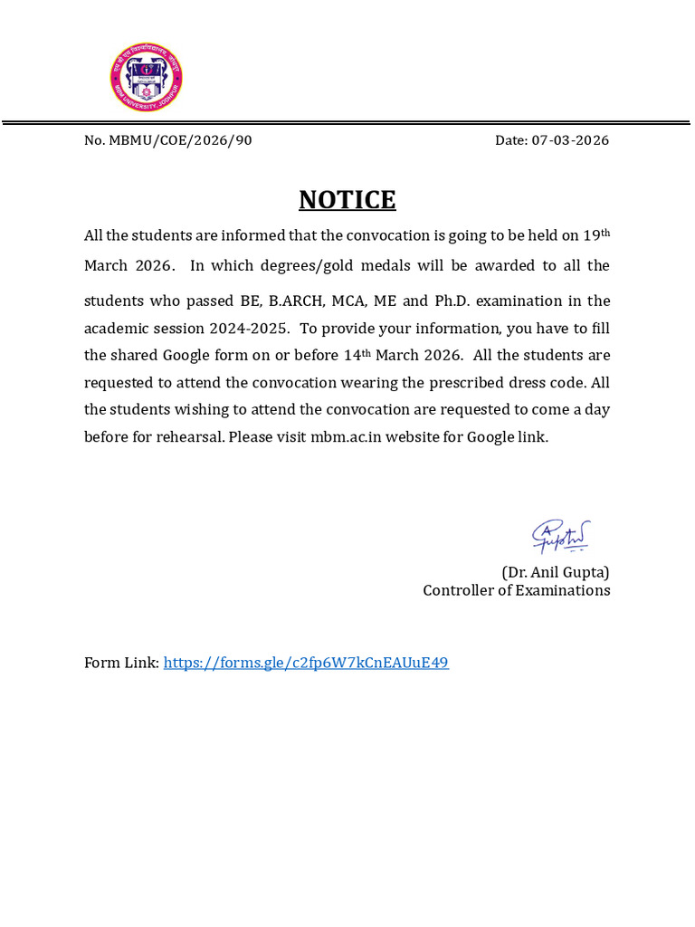 Notice Convocation 2026 | PDF