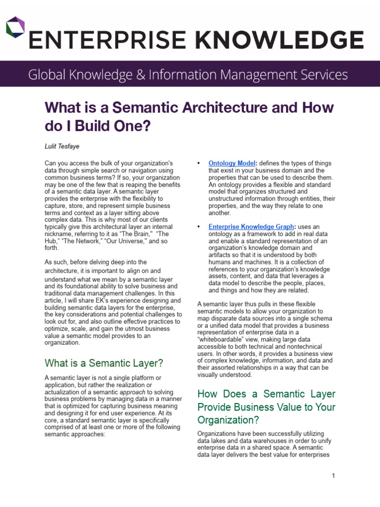 Tesfaye - What Is A Semantic Architecture and How Do I Build One | PDF ...