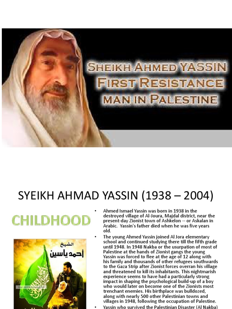 Das páginas da história palestina – Sheikh Ahmed Yassin – Monitor