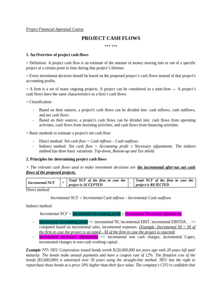 Project Cash Flows (Draft) | PDF | Discounted Cash Flow | Bonds (Finance)