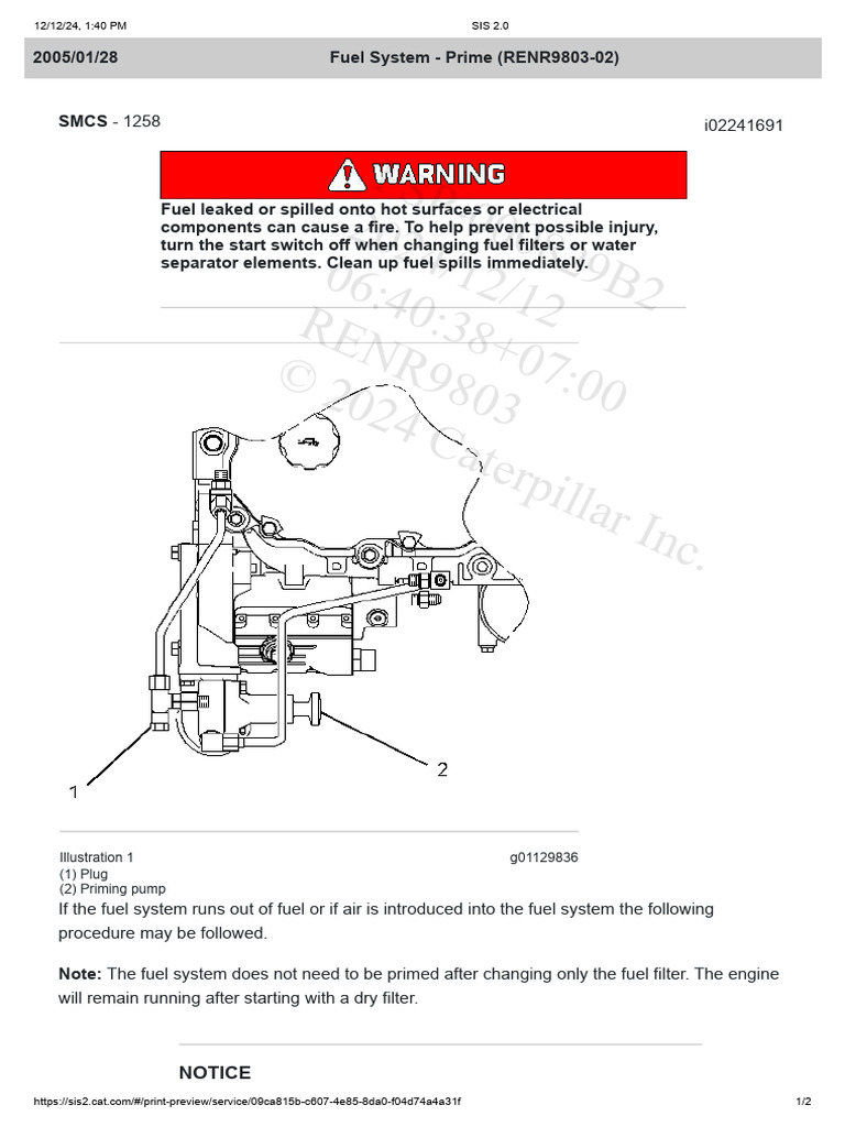 Fuel System - Prime (RENR9803-02) | PDF