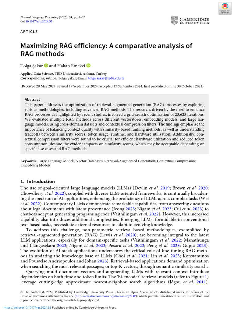 Maximizing RAG Efficiency: A Comparative Analysis of RAG Methods | PDF