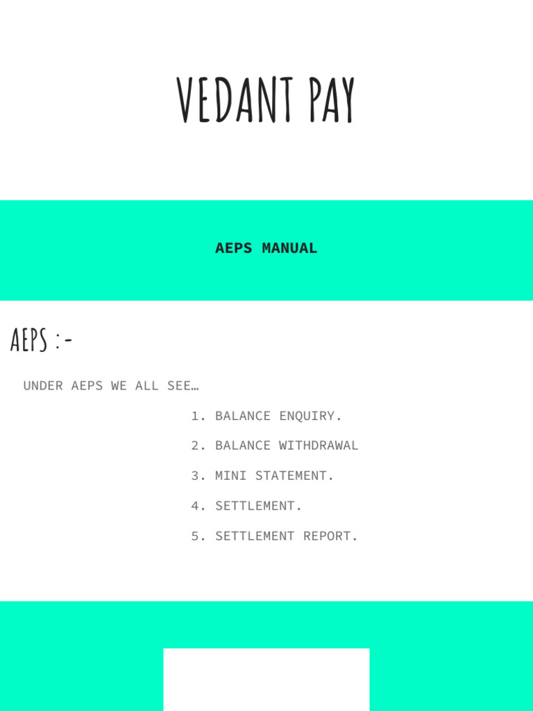 Aeps Process in Vedant Pay | PDF