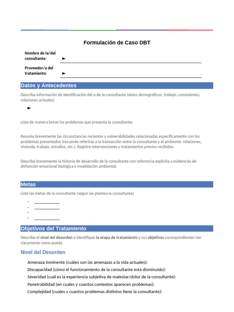 Formulación de Caso DBT | PDF | Las emociones | Terapia