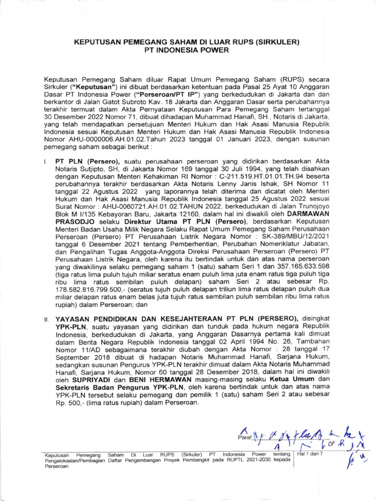 23-03-21 Rups PT Ip Tentang Penugasan Ruptl 2021-2030 | PDF