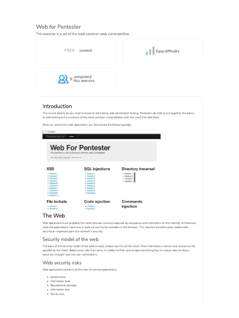 PentesterLab - Learn Web App Pentesting! | PDF