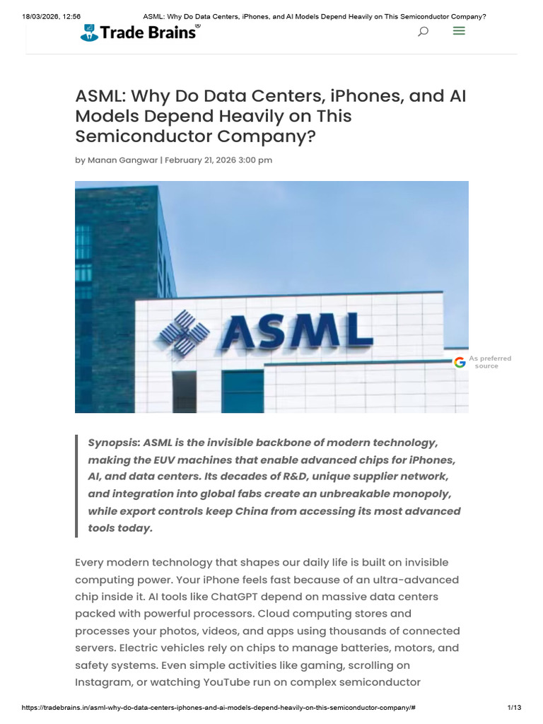 ASML - Why Do Data Centers, IPhones, and AI Models Depend Heavily On ...